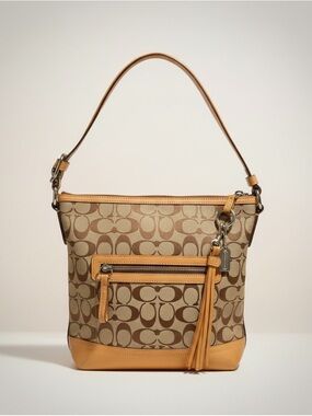 Coach 9362 Khaki Signature “C” Soft Leather Slim Crossbody Shoulder Bag